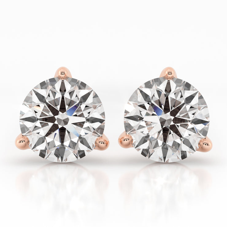 Martini Ice stud earrings - Rose Gold 1 carat diamond